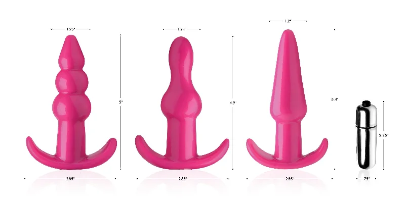 anal toys with portable size-Thrill Trio Anal Plug Set - Pink