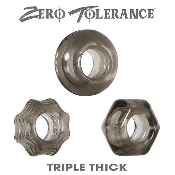 cock ring performance comfort-Triple Thick Cock Ring Trio by Zero Tolerance - Stretchy TPE, Enhanced Stimulation