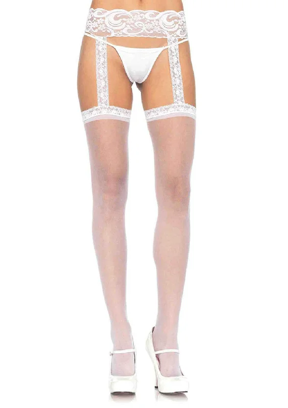 luxury velvet teddy-Sheer Thigh Highs - One Size - White