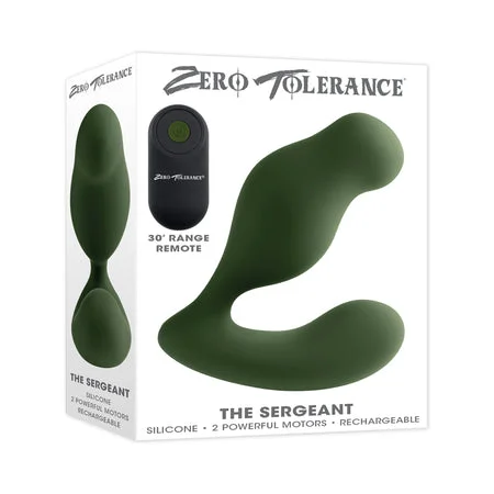 anal toys with ribbed shaft-Zero Tolerance The Sergeant Rechargeable Vibrating Prostate Anal Vibe Silicone Green