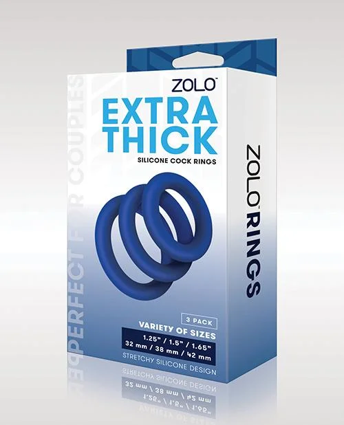 cock ring intense feel-Zolo Extra Thick Silicone Cock Rings - Blue Pack Of 3