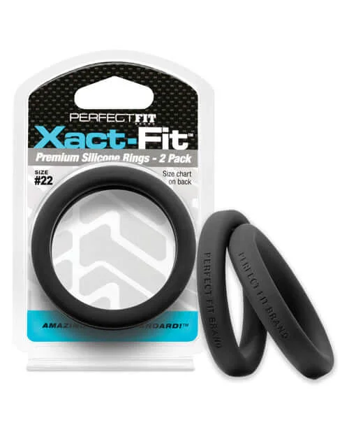 cock ring durable texture-Customize Your Comfort with Perfect Fit Xact Fit #22 Black Cock Rings - 2 Pack