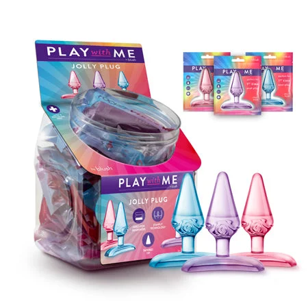 anal toys with strong base-Blush Play With Me Jolly Plug 24-Piece Fishbowl Display