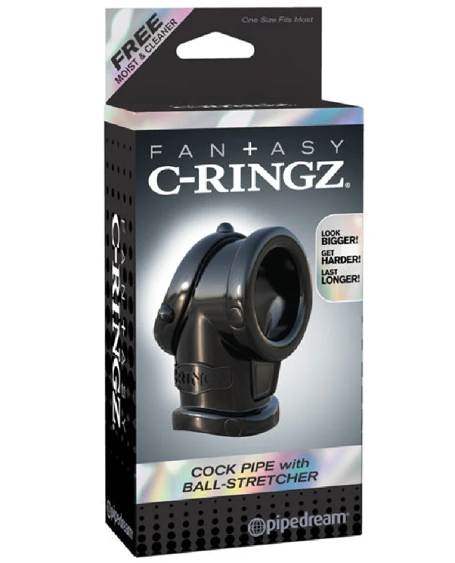 cock ring performance upgrade-Fantasy C-ringz Cock Pipe W-ball Stretcher - Black