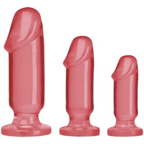 anal toys with textured grip-Crystal Jellies Anal Starter Kit - Pink