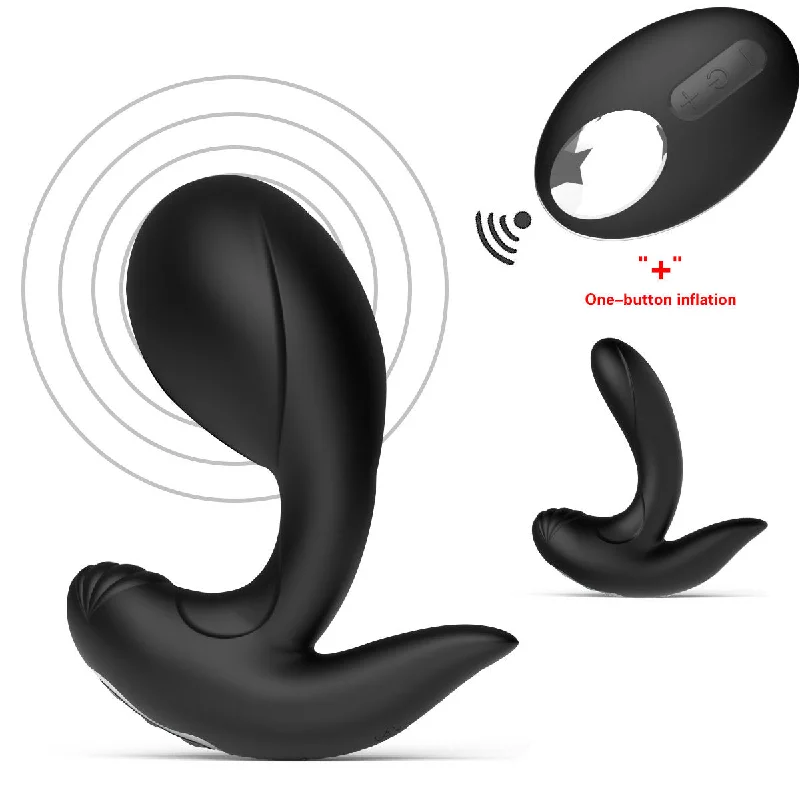 anal toys with quiet motor-Remote Control Inflatable Anal Plug - Vibrating Dildo Butt Plug Prostate Massager