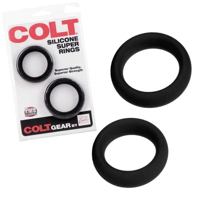 anal toys for deep fun-Colt Silicone Super Rings  - Black