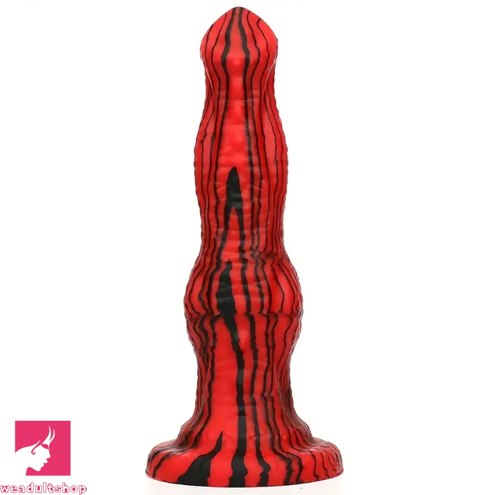 Dildo-hot-9.05in Silicone Soft Red Black Big Knot Dildo For Prostate Stimulation