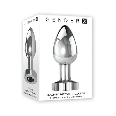 anal toys for kinky pleasure-Gender X Rockin' Metal Plug XL Rechargeable Vibrating Anal Plug Aluminum Silver