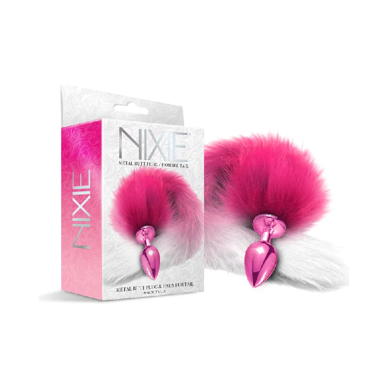 anal toys for beginner pleasure-Nixie Metal Butt Plug With Ombre Tail Pink Metallic