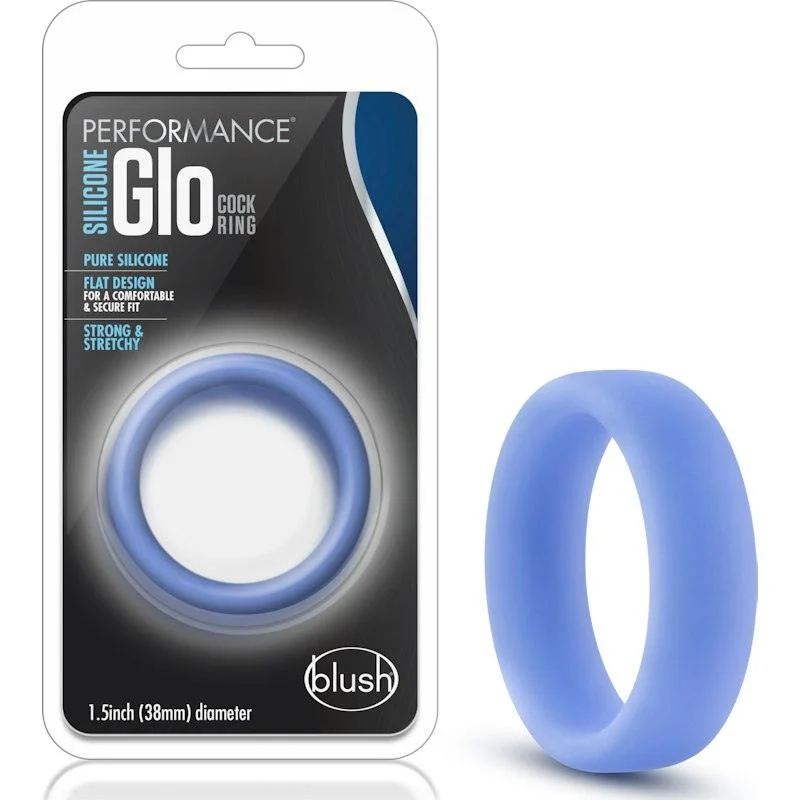 anal toys for intense play-Performance Silicone Glo Cock Ring Blue Glow