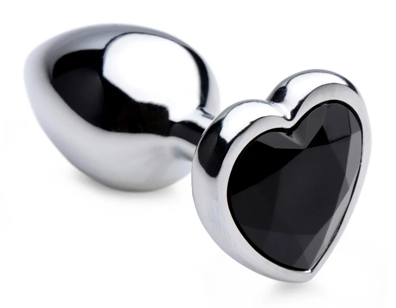 anal toys for beginner use-Black Heart Gem Anal Plug - Small