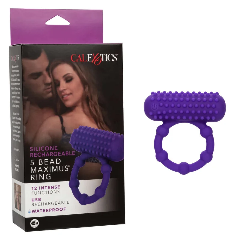 cock ring user comfort-Silicone Rechargeable 5 Beads Maximus Ring