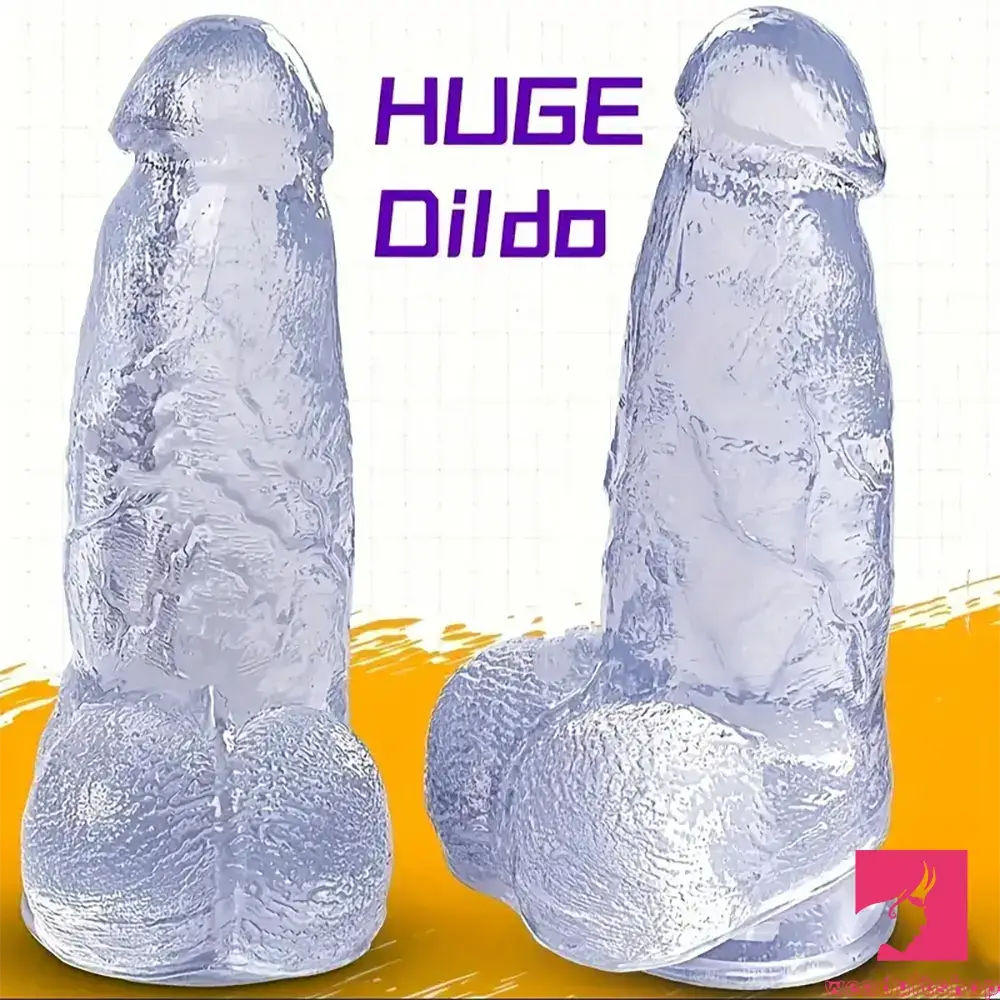 Dildo-bright-9.25in Realistic Clear Rubber Dildo With Small Conical Head Love Toy