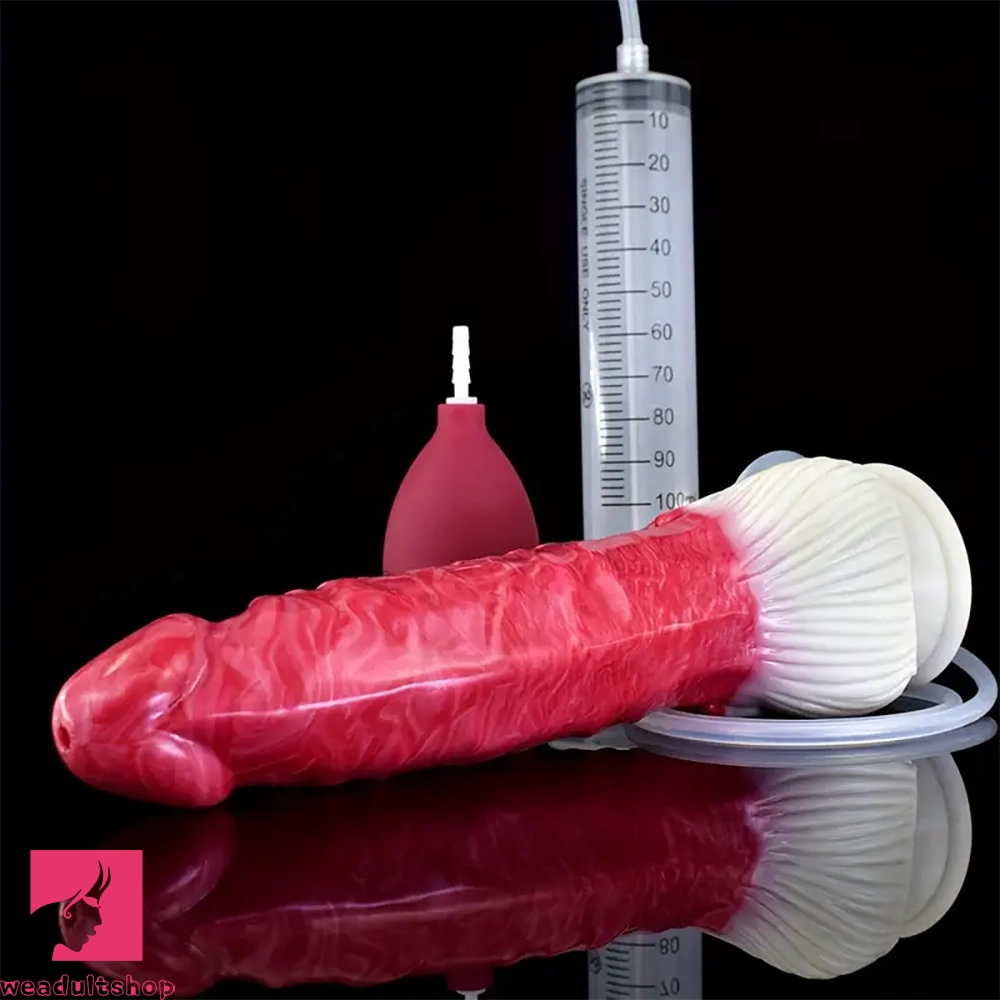 Penis-ribbed-9.06in Realistic Squirting Big Silicone Dick Spiked Lifelike Soft Dildo