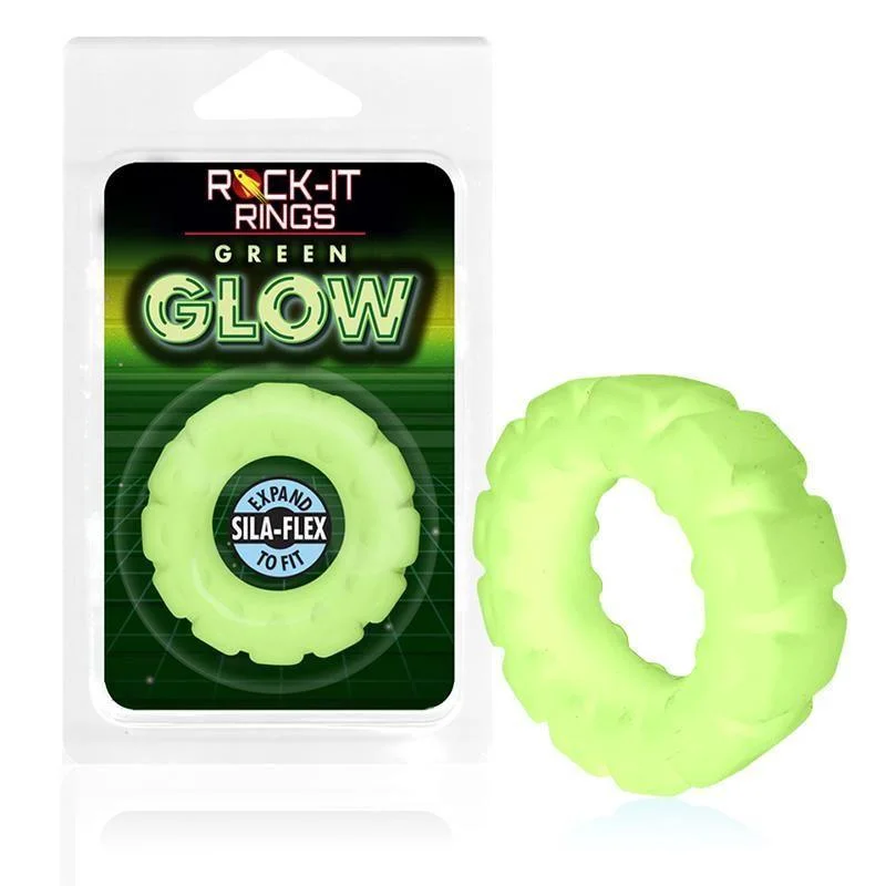 anal toys with long tip-Rock-it Rings GLOW The Tire C-Ring - Glows in the Dark! - Green