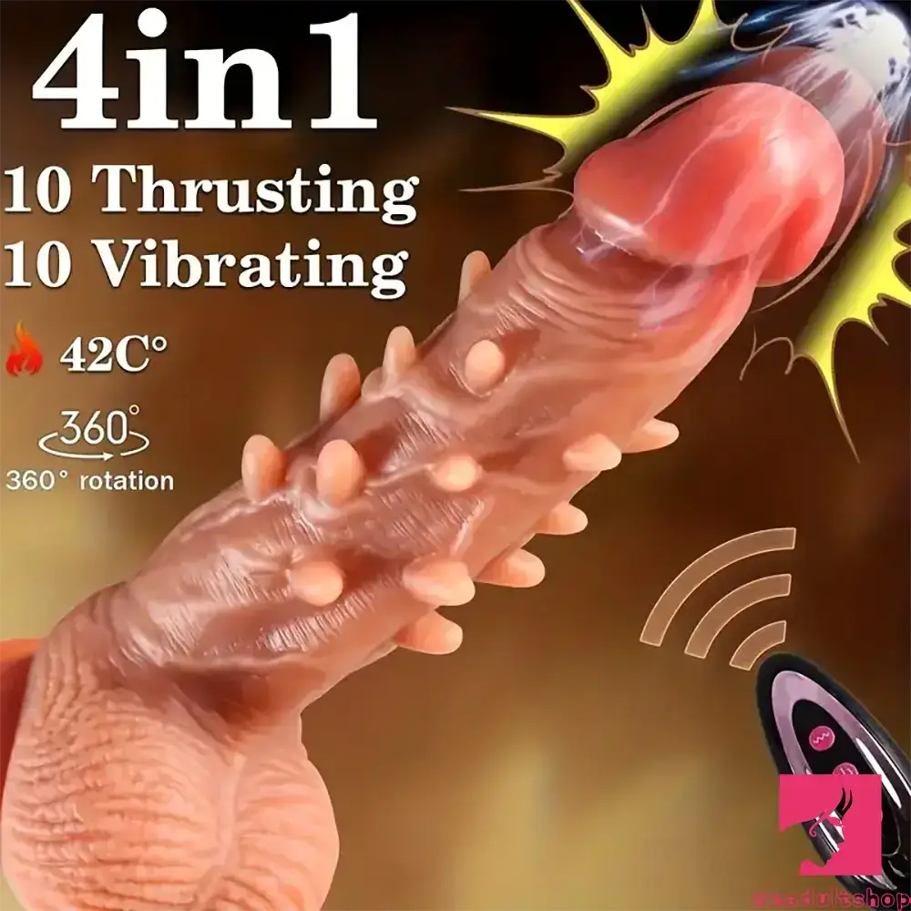 Dildo-portable-8.66in Big Spiked Vibrating Thrusting Rotation Silicone Soft Heated Dildo