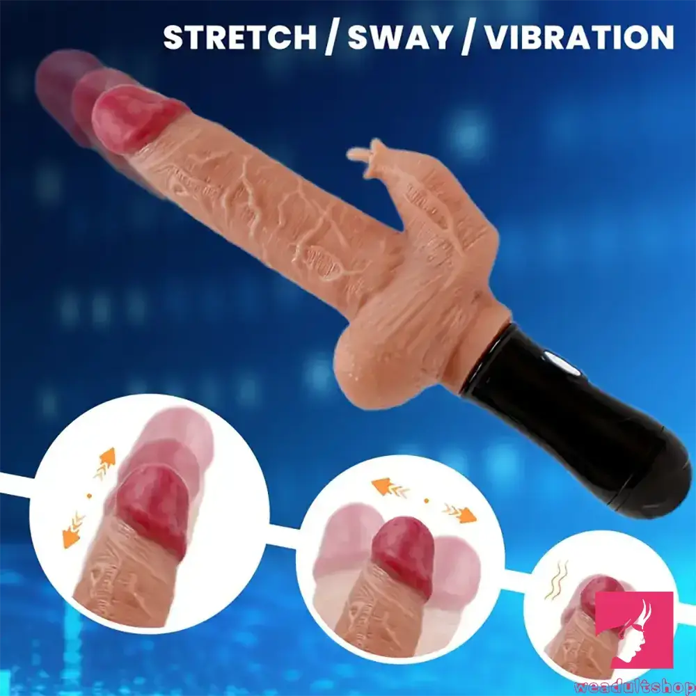 Dildo-adjustable-5.5in Real Silicone Soft Thrusting Swing Heating Vibrating Dildo With Handle