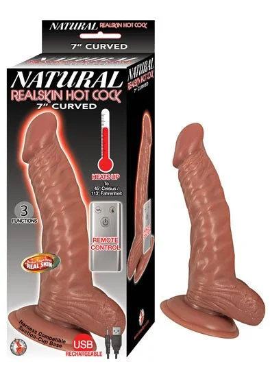 penis-enlargement-truth-revealed-Natural Realskin Hot Cock Curved 7 Inch - Brown