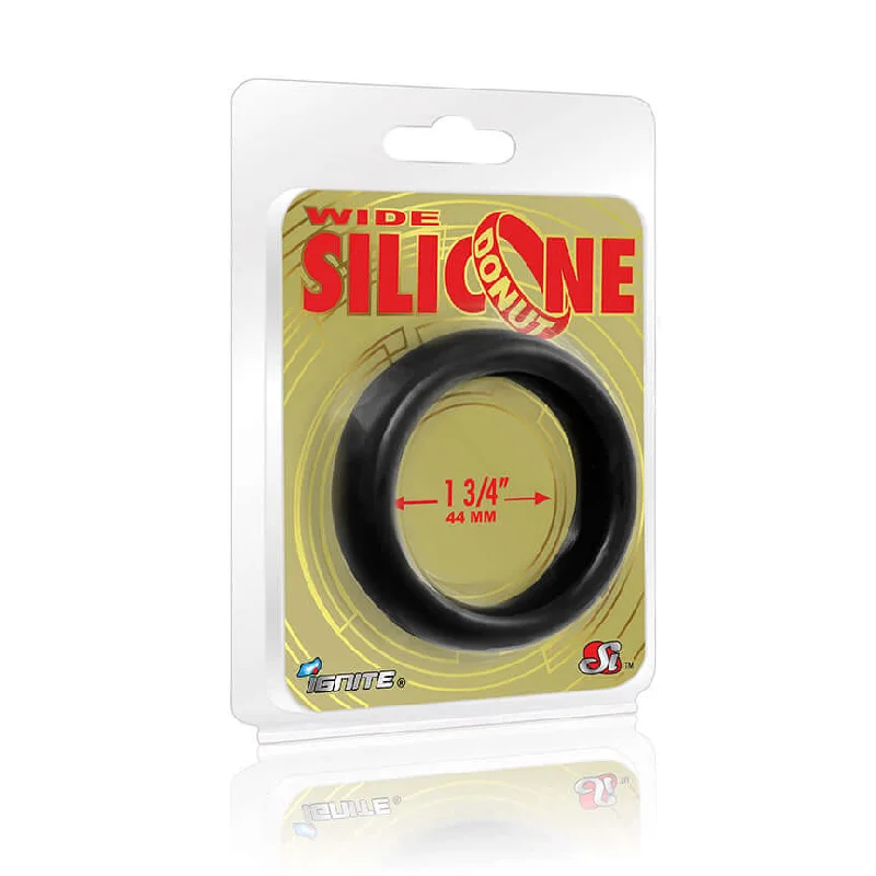 cock ring battery design-WIDE SILICONE DONUT BLACK 1.75IN