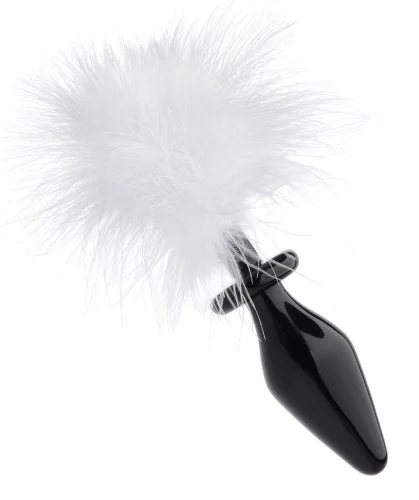 anal toys for solo pleasure-Fluffer Bunny Tail Glass Anal Plug