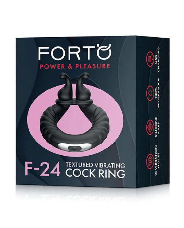 cock ring secure fit-Forto F-24 Textured Vibrating Cock Ring