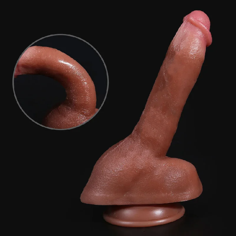 Dildo-prime-L55 Valley Brothers Realistic Skin Texture Liquid Silicone Suction Cup Dildo with Balls 9 Inch