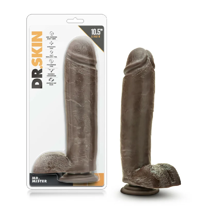 Dildo-functional-Dr. Skin Mr. Mister 10.5" Dildo with Suction Chocolate