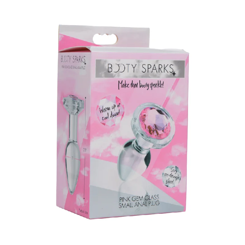 anal toys for deep nights-Booty Sparks Pink Gem Glass Anal Plug Small