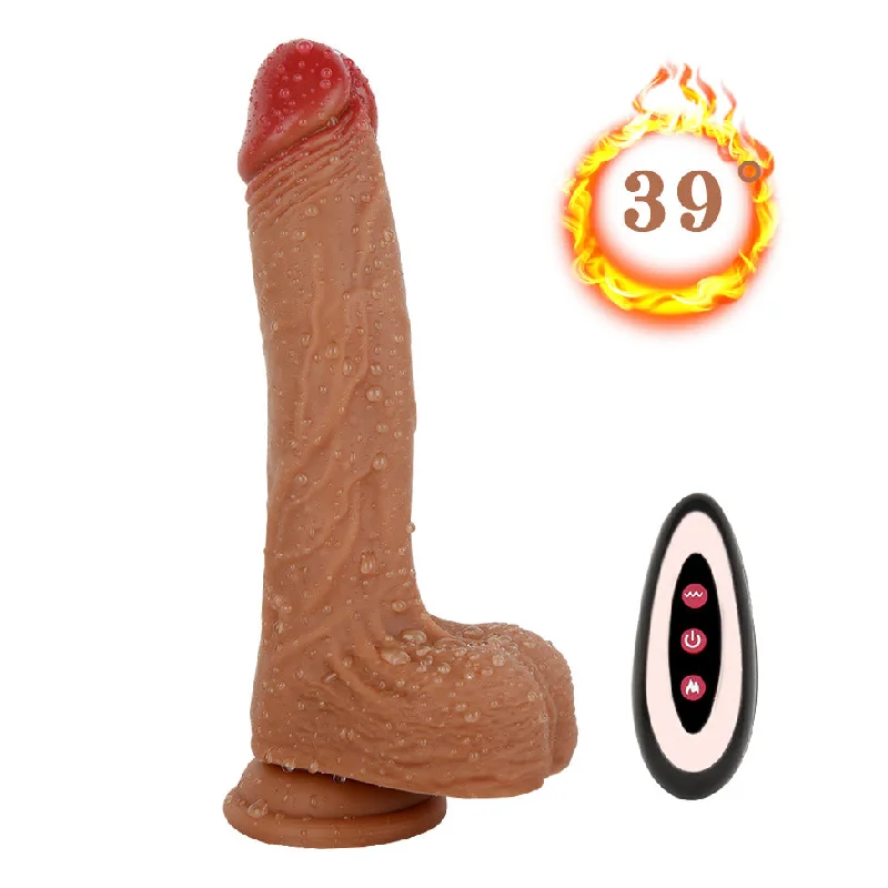 Penis-large-D44 Realistic Swinging & Warming Silicone Thrusting Dildo with Remote Control 8.5 Inch