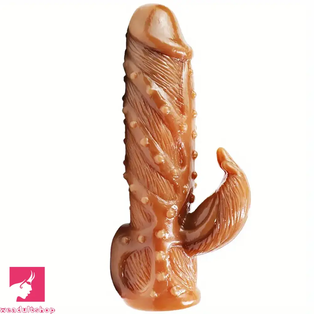 Penis-jagged-6.89in Flesh Skin Spiked Hollow Penis Sleeve Dildo For Enlargement