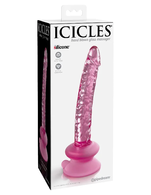 penis-health-supplements-reviewed-Pipedream Icicles No. 86 Glass Dildo With Silicone Suction Cup Pink