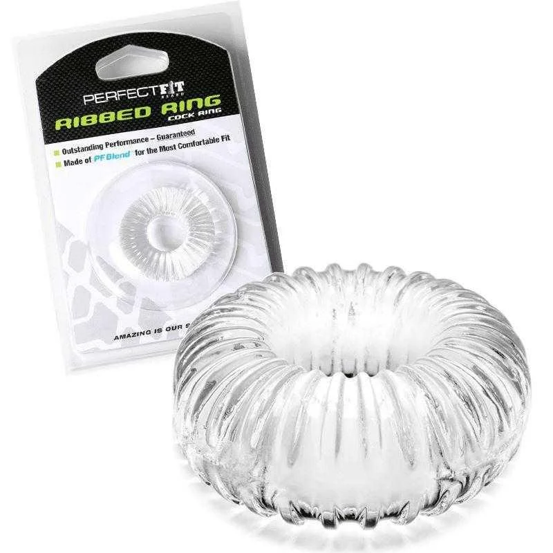 anal toys for beginner fun-Perfect Fit Ribbed Ring - Clear