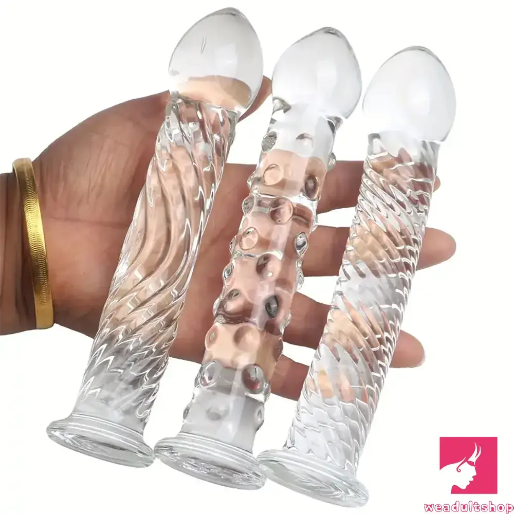 Penis-flushed-6.9in Clear Real Glass Crystal Dildo For G-Spot Vaginal Sex Orgasm