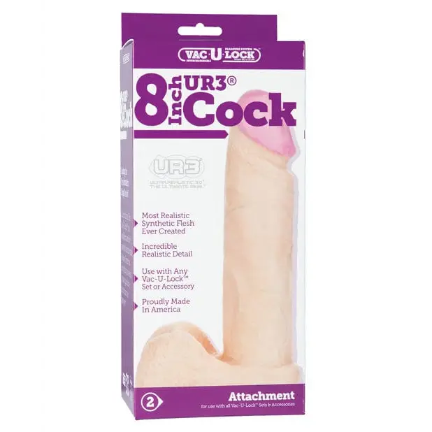 cock ring performance style-Vac-u-lock 8" Ultraskyn Cock & Balls Attch. - White