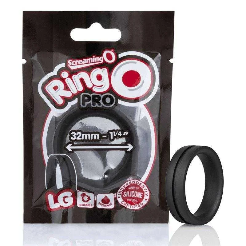 anal toys with quiet tip-Screaming O Ring O Pro Large - Black Silicone Ring