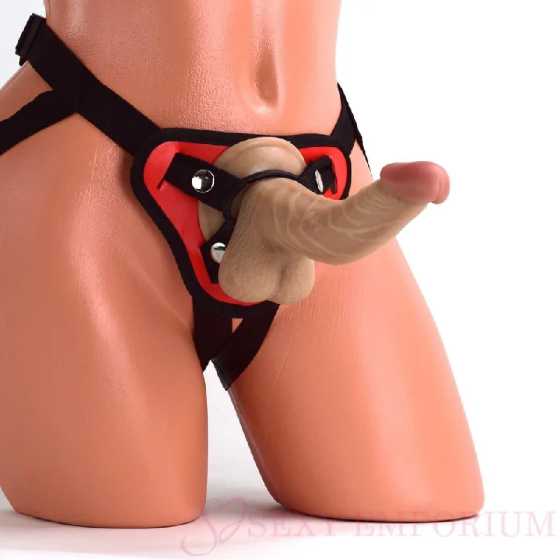 Dildo-steady-9 Inch Strap On Dildo with Red Harness