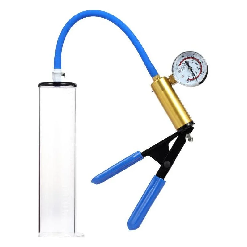 anal toys with sturdy shaft-LuxaMax Brass Handle Penis Pump Set w Gauge