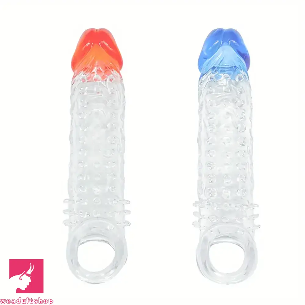 Penis-solid-8.46in Clear Anatomy Big Spiked Penis Sleeve Dildo For Enlargement