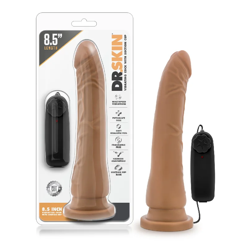 penis-sensitivity-boosting-ideas-Dr. Skin - 8.5 Inch Vibrating Realistic Cock With  Suction Cup - Mocha