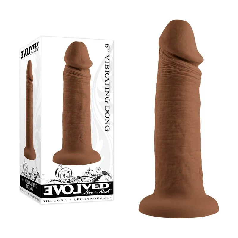 penis-enhancement-products-rated-Evolved 6'' VIBRATING DONG DARK