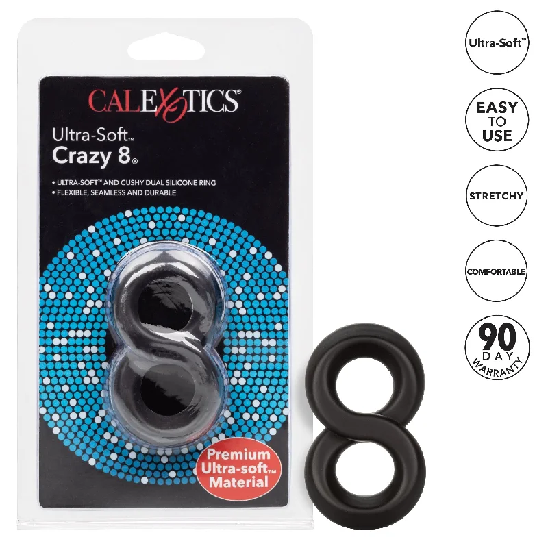 cock ring vibrant feel-California Exotics - Ultra Soft Crazy 8 Dual Cock Ring (Black)