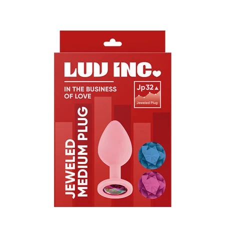 anal toys for deep pleasure-Luv Inc Jp32 Jeweled Medium Plug Silicone with 3-Piece Interchangeable Gems Pink