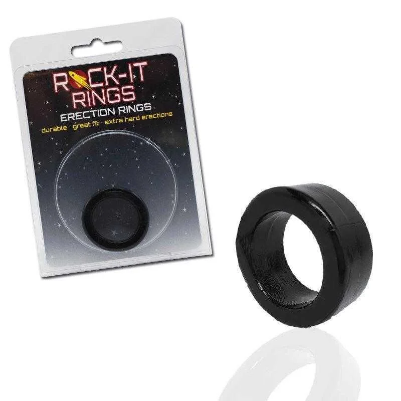 anal toys with firm base-Rock-It Rings O-Style C-Ring - Black