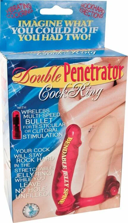 cock ring discreet grip-Double Penetrator Cock Ring Red