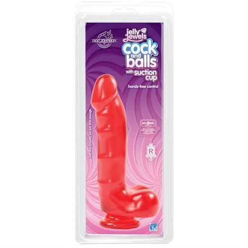 penis-vitamin-deficiency-treatments-Jelly Jewels - Cock and Balls With Suction Cup - Red