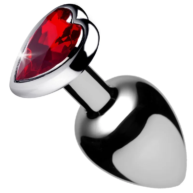 anal toys for playful couples-Red Heart Gem Anal Plug - Large