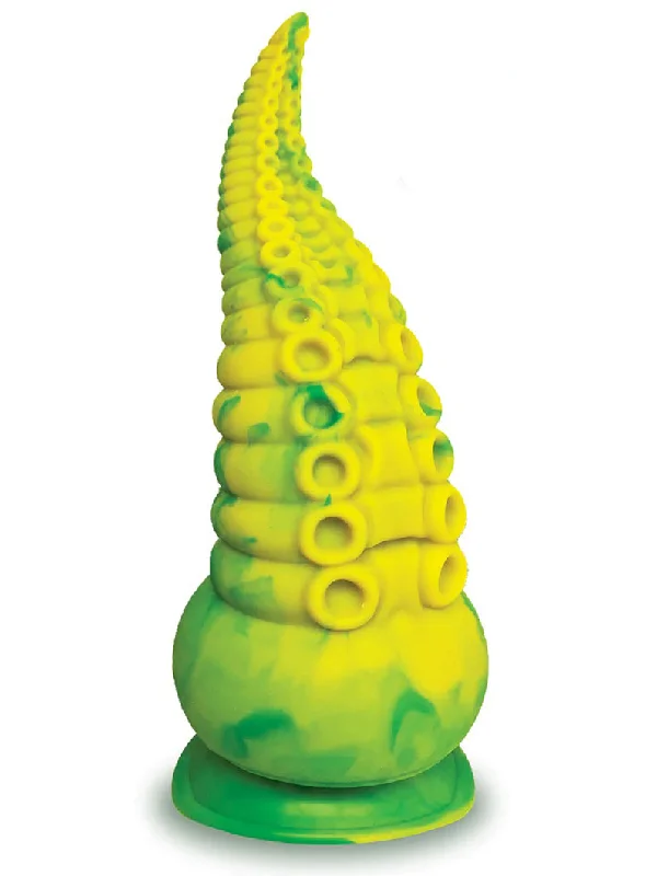 Penis-dense-Alien Nation Octopod Silicone Rechargeable Vibrating Creature Dildo - Yellow and Green