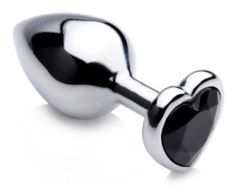 anal toys with sleek design-Black Heart Gem Anal Plug - Medium