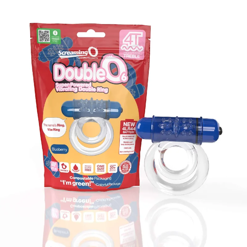 cock ring firm hold-Screaming O 4T DoubleO 6 Blueberry High Pitch Treble Super Powerful Vibrating Double Cock Ring